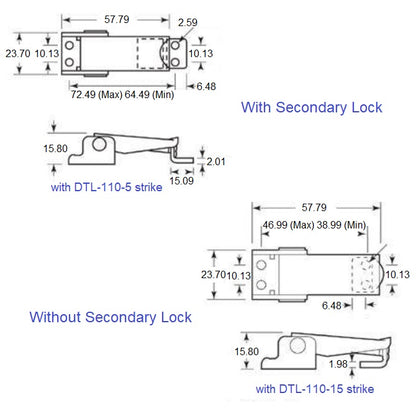 1223500 | DTL-110AXRS --- 110 Series Latches - Latch Yes 7.87 mm Adjustable Grip