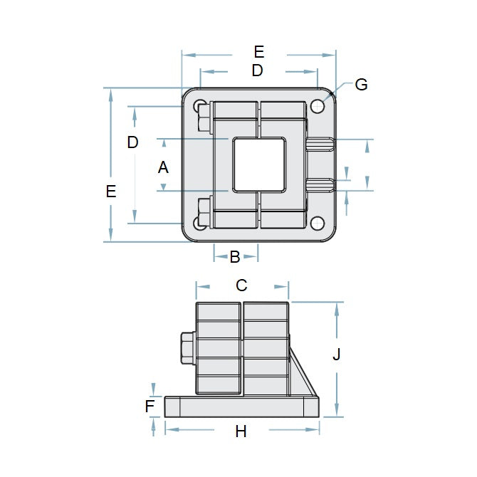 1134166 | LCSQCL-0254-F (Each) --- Housing Clamps Square Linear - 25.4 mm Flanged Base 24.99 mm
