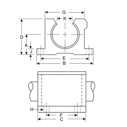 1101021 | PBC-110RS --- Housings Pillow Block Frelon Linear - 12.7x17.45x50.8 mm Precision