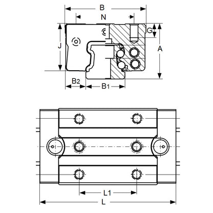 1107836 | TLM-3091RS --- Rail Systems Type 3 Carriage Linear - Size Reference 15 - 24x34 mm Narrow
