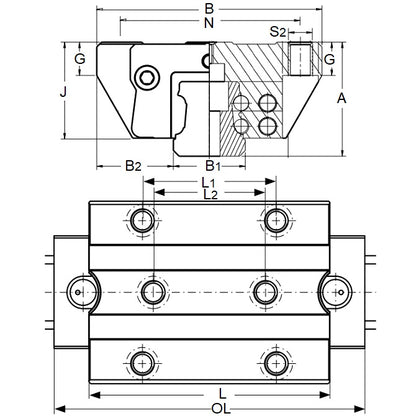 1140093 | TLM-3099RS --- Rail Systems Type 2 Carriage Linear - Size Reference 30 - 42x90 mm Standard