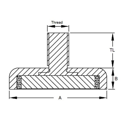 1141769 | MAG-CP-031-05-06-SD --- Cup Assemblies Stud Magnets - 31.35x4.76 mm - 6-32 UNC
