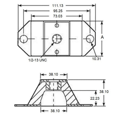 1190903 | MCOM-0118-102 --- Compression Mounts - 117.934 Kg - 101.6x111.125 mm - Neoprene Rubber Mount