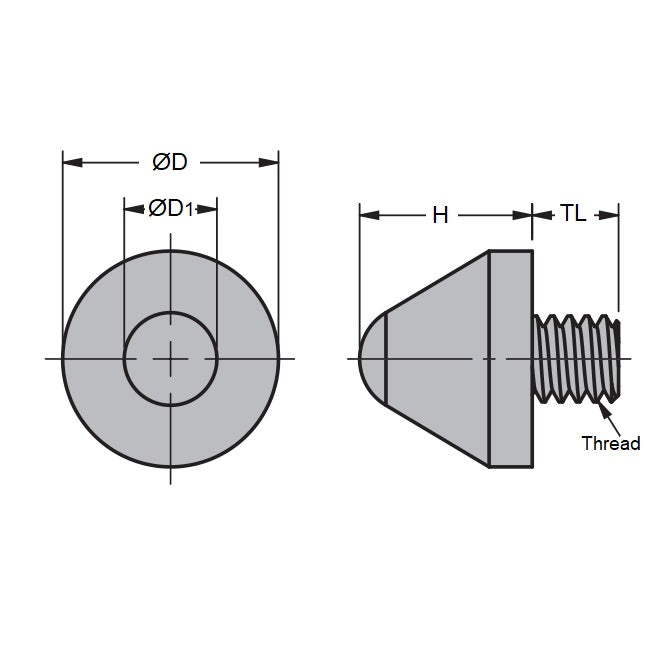 1035902 | MCOD-0001-013 --- Cone Mounts - 1/4-12 UNC 2A 12.7x6.35 mm