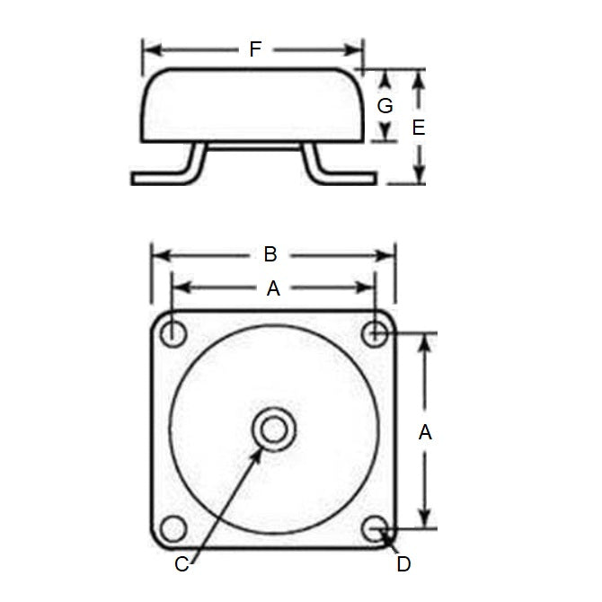 1189965 | MCUP-0113-076 --- Cup Industrial Mounts - 113.4 Kg - 76.2 mm - 3/8-16 UNC - 9.53mm -