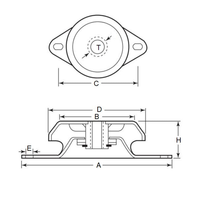 1203572 | MVI-0181-C2 --- Vibration Isolation Mounts - 181 Kg - 113.4 Kg - 92.08 mm Cup Style 2 - Steel Mount