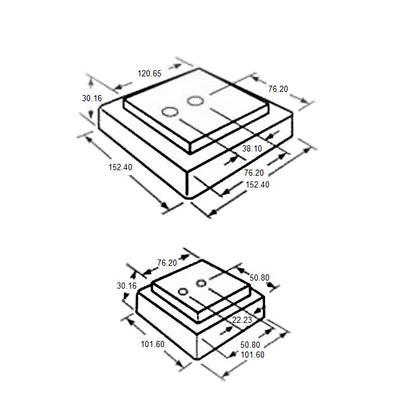 1199179 | MLM-4540-152-MC (4 Pcs) --- Levelling Studded Machine Mounts - 152.4 x 152.4 30.2 mm - 80  - Aluminium - Steel - Elastomer Duro 80 Mount