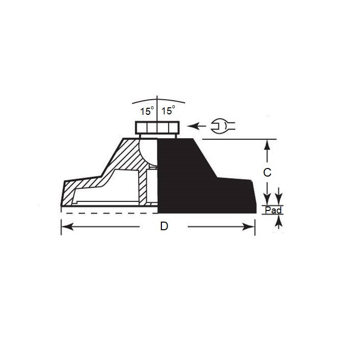 1102972 | MLF-127C-S3NY-0LH --- Levelling Socket Mounts - 1/2-13 UNC - 12.7mm - 101.6x18.5 mm Standard - Stainless Steel Mount