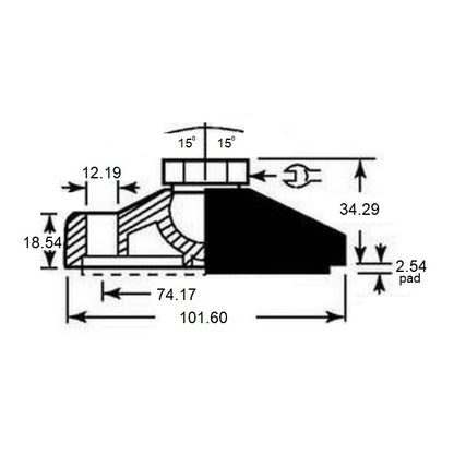 1120879 | MLF-191C-S3NY-2LH --- Levelling Socket Mounts - 3/4-10 UNC - 19.05mm - 101.6x18.5 mm Standard - Stainless Steel Mount