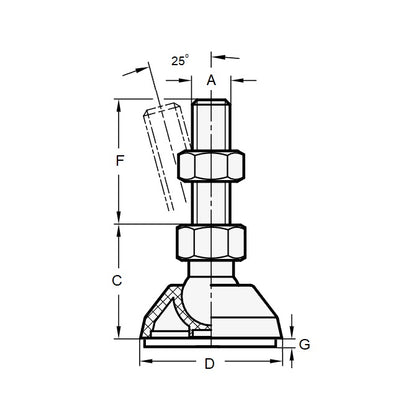 1078186 | MLM-079C-038-TP-040 --- Levelling Studded Mounts - 5/16-18 UNC - 7.94mm - 39.9x13 mm Standard - Steel Mount