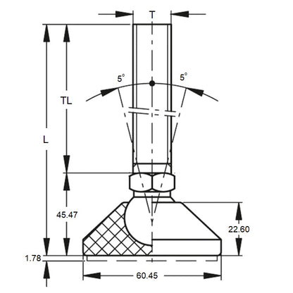 1134529 | MLM-254C-180-S3NY-LA2LH --- Levelling Studded Mounts - 1-8 UNC - 25.4mm - 122.9x14.5 mm Light Duty - Stainless Steel Mount