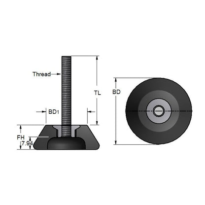 1173184 | TMF-609-ARS --- Levelling Bonded Neoprene Mounts - 67.0 to 272.0 x 1.27 mm x 5.08 mm