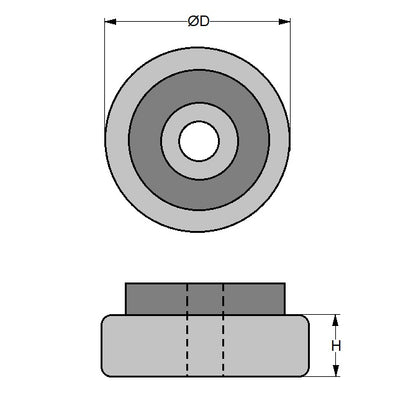 1142887 | MLP-0032-CR --- Levelling Cover Pads Mounts - 32 mm - 3.05 - - - Neoprene Rubber Mount