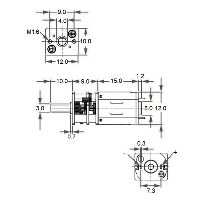 1083318 | 12LM-1-400 --- Open Gear Gearmotors - 8.75 RPM - 1.5 V - 0.05 A - Steel Gearmotor