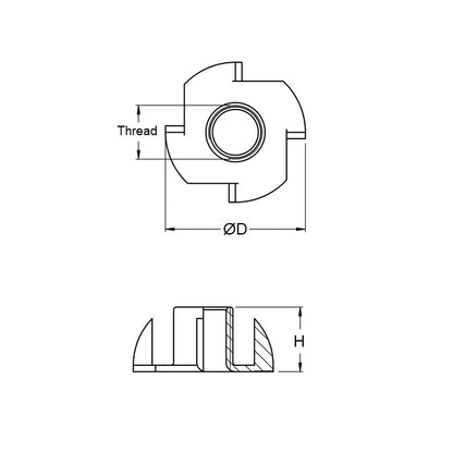 1086321 | NT095C-BL-CZ (50 Pcs) --- Blind Nuts - 3/8-16 UNC - 9.53mm - 25.4x11.1 mm Standard - Steel Zinc Plated Nut