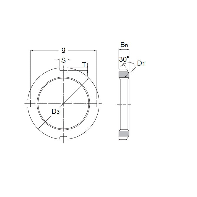 1170574 | KM12-L (PK-15) --- Bearing Locknuts Nuts - M60 Fine - 60x2mm - Left Hand mm 80 - 11 mm Left Hand Thread - Steel Nut