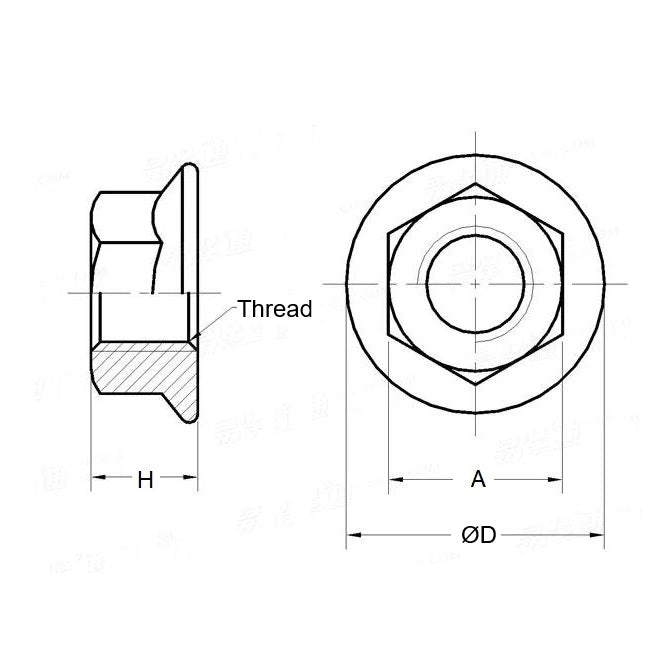 1063690 | NT050M-F-S4 --- Flanged Nuts - M5 - 5x0.8mm - Stainless Steel - - Nut