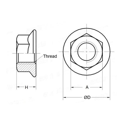 1063690 | NT050M-F-S4 --- Flanged Nuts - M5 - 5x0.8mm - Stainless Steel - - Nut