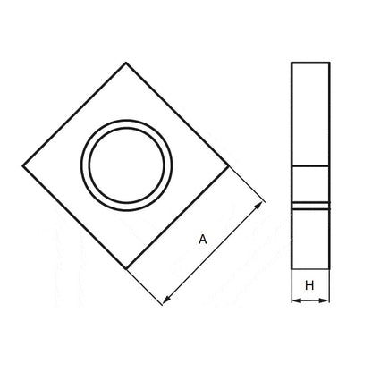 1054958 | NT042C-SQ-CZ (100 Pcs) --- Square Machine Screw Nuts - 8-32 UNC - 4.17mm - 12.294x3.3 mm