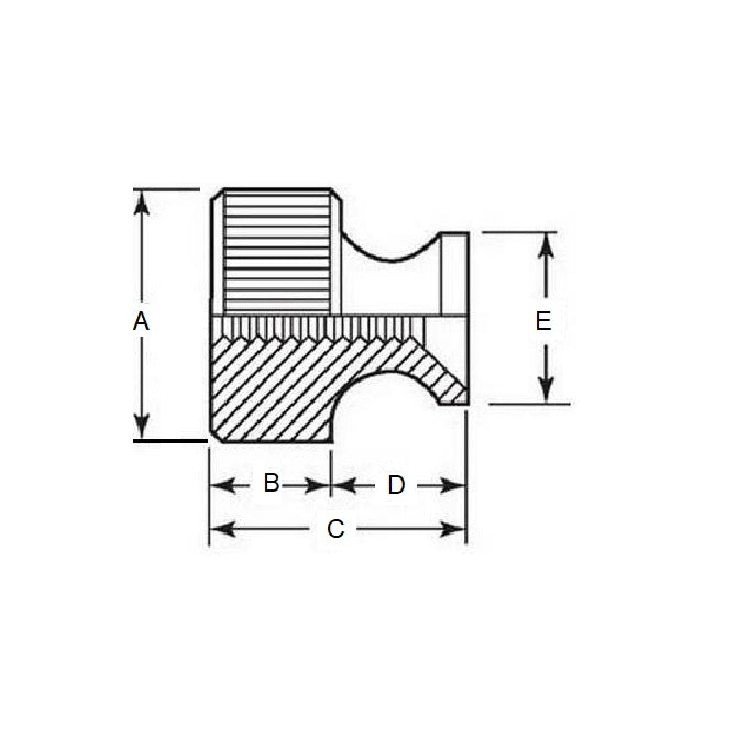 1054808 | NT042C-THC-BR (25 Pcs) --- Thumb Nuts - 8-32 UNC - 4.17mm - 7.1x3.18 mm Collared - Brass Nut