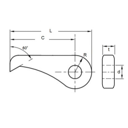 1067996 | PWL-060-ST --- Pawls Ratchets and Pawls - 6x38x5 mm - Carbon Steel - Hardened 48-53 HRC Pawl
