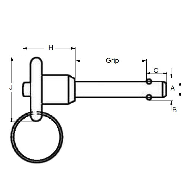 1110246 | BLP-127-1016-BT-S4 (Each) --- Ball Lock Pins - 12.7x101.6 mm - 304 Stainless Steel Shank / Aluminium Handle Button Handle Pin