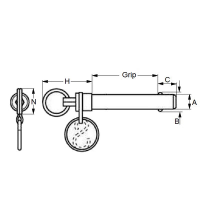 1088137 | BLP-095-0508-DR-S17 --- Ball Lock Pins - 9.53x50.8 mm - 17-4 PH Stainless Double Acting Pin