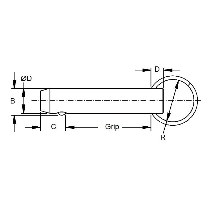 1102890 | BLP-127-0889-K1-C --- Ball Lock Pins - 12.7x88.9 mm - Carbon Steel Keyring Style Pin