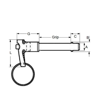 1101699 | BLP-127-0254-LI-S17 --- Ball Lock Pins - 12.7x25.4 mm - 17-4 PH Stainless L-Handle Industrial Stainless Steel Pin