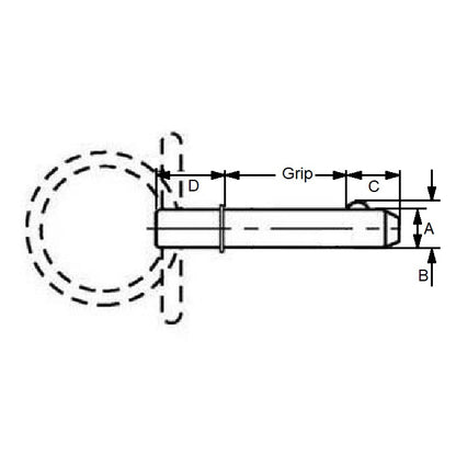 1134398 | BLP-254-0762-RSH-C --- Ball Lock Pins - 25.4x76.2 mm - Carbon Steel Shoulder Type Pin