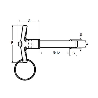 1143058 | BLP-254-0508-TI-S17 (Each) --- Ball Lock Pins - 25.4x50.8 mm - 17-4 PH Stainless No Shoulder Pin