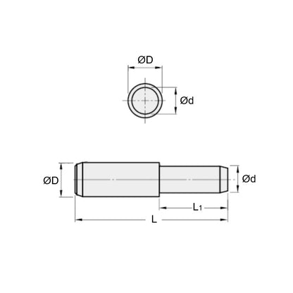 1091985 | DPS100-035-CH-1 --- Dowel Pins - 10x35 Stepped - Carbon Steel Pin