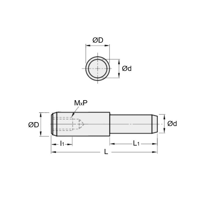 1091987 | DPS100-035-440-1-E --- Dowel Pins - 10x35 Stepped - Stainless Steel AISI 440C Pin