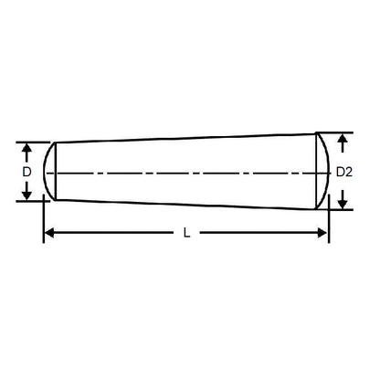 1037624 | TPM-0100-00800-M --- Taper Metric Pins - 1 mm x 8 mm x 1.16 mm