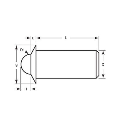 1048777 | PLBP-032-064-SN-006 --- Ball Push Fit Plungers - 3.18x6.4 mm - 1.8 N Stainless Body - Nylon Polyamide 6/6 Plunger