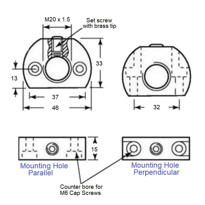 1036110 | WCP-40RS --- Indexing Cam Action Mounting Blocks Plungers - Hole Parallel Hole 33x46 mm - Steel Plunger