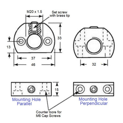 1036110 | WCP-40RS --- Indexing Cam Action Mounting Blocks Plungers - Hole Parallel Hole 33x46 mm - Steel Plunger