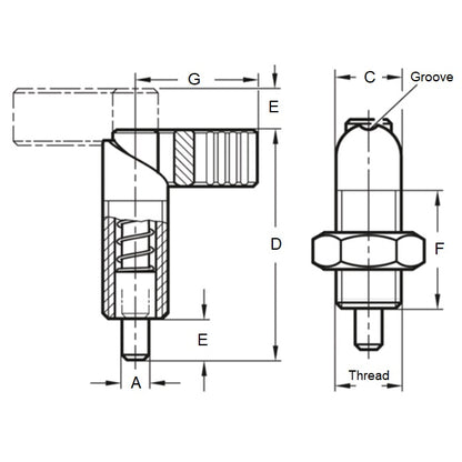 1225754 | PLIT-080-200-150-69-CA-N --- Indexing Cam Action Plungers - M20 Extra Fine - 20x1.5mm - 20.07x36.1 mm With Hex Nut - Steel Plunger