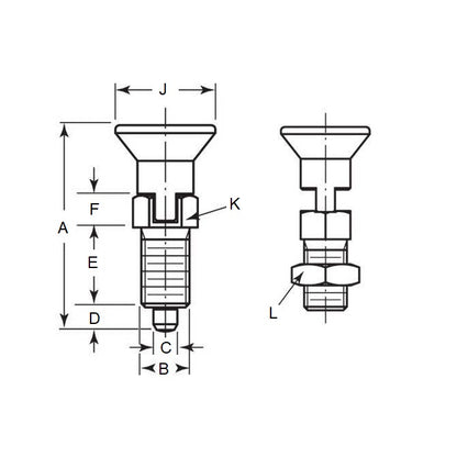 1081824 | PLIT-040-080-100-39-LKPN-S3 --- Indexing Pull Knob Plungers - M8 Fine - 8x1mm - 38.5 mm - 0.6 N Stainless and Plastic - Stainless Steel 303 Similar to A2, 304, 18-8 Plunger