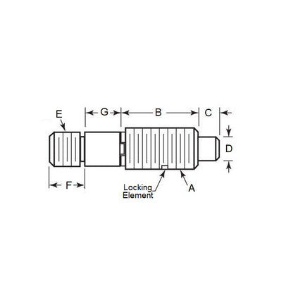 1090790 | PLST-100M-190-TAC-018 (250 Pcs) --- Spring Threaded Adapter Plungers - M10 - 10x1.5mm - 19 mm - 3 N Non Locking - Steel Plunger
