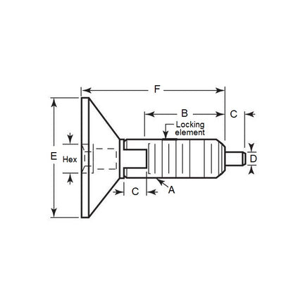 1086021 | PLST-095C-191-HXCL-036 --- Spring Plungers - 3/8-16 UNC - 9.53mm - 19.1 mm - 4.5 N Hex Drive Handle - Steel Plunger