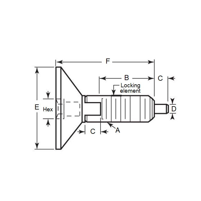 1076694 | PLST-079C-135-HXCLLK-027 --- Spring Plungers - 5/16-18 UNC - 7.94mm - 13.5 mm - 4.5 N Hex Drive Handle - Steel Plunger