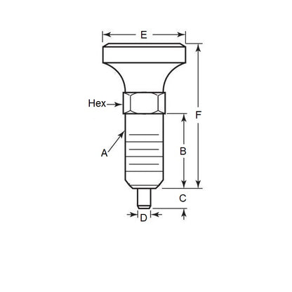 1086003 | PLST-095C-191-HCLK-009 --- Spring Plungers - 3/8-16 UNC - 9.53mm - 19.1 mm - 1.1 N Acetal Handle - Steel with Acetal Plunger