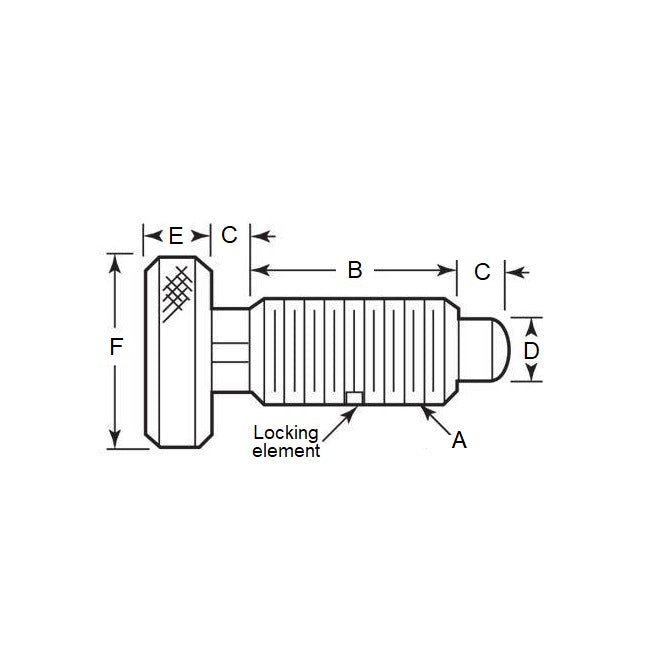 1076799 | PLST-079C-159-HKACL-013 (250 Pcs) --- Spring Plungers - 5/16-18 UNC - 7.94mm - 15.9 mm - 3.3 N Knurled Handle - Steel Body with Acetal Plunger