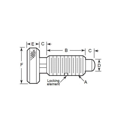 1076799 | PLST-079C-159-HKACL-013 (250 Pcs) --- Spring Plungers - 5/16-18 UNC - 7.94mm - 15.9 mm - 3.3 N Knurled Handle - Steel Body with Acetal Plunger