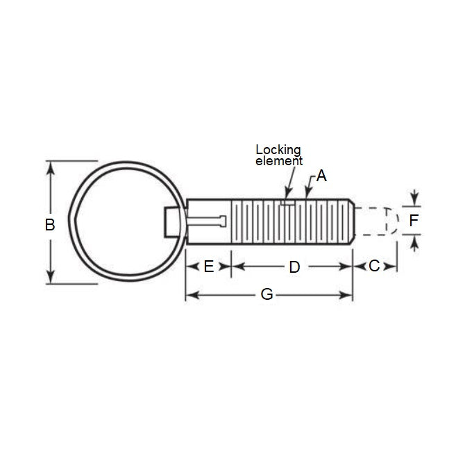 1086457 | PLST-095C-318-RASL-018 --- Spring Plungers - 3/8-16 UNC - 9.53mm - 31.8 mm - 8.9 N Pull Ring - Stainless Steel Body with Acetal Plunger