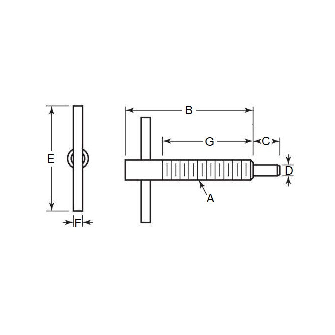 1086642 | PLST-095C-427-HTCL-018 --- Spring Plungers - 3/8-16 UNC - 9.53mm - 30.5 mm - 8.9 N Tee Handle - Steel Plunger