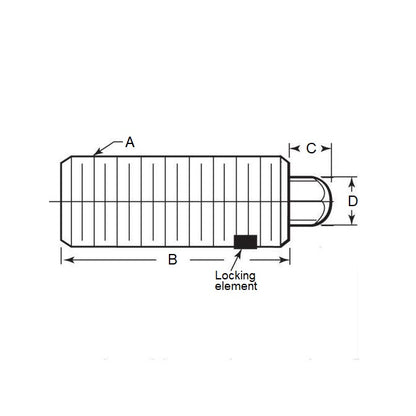 1072151 | PLST-064C-191-S3HX-040 --- Spring Plungers - 1/4-20 UNC - 6.35mm - 19.1 mm - 8.9 N No Handle - Stainless Steel Plunger