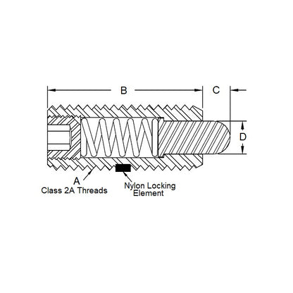 1049911 | PLST-035C-127-C-007 --- Spring Plungers - 6-32 UNC - 3.5mm - 12.7 mm - 4.5 N No Handle - Steel Plunger