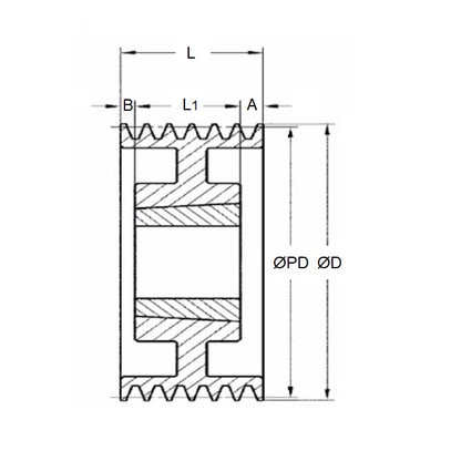 1176281 | PPV-J-076-QJA --- Poly V Pulleys - 76.2 mm - 6 - 76.96 J Section - Steel - Black Oxide Pulley